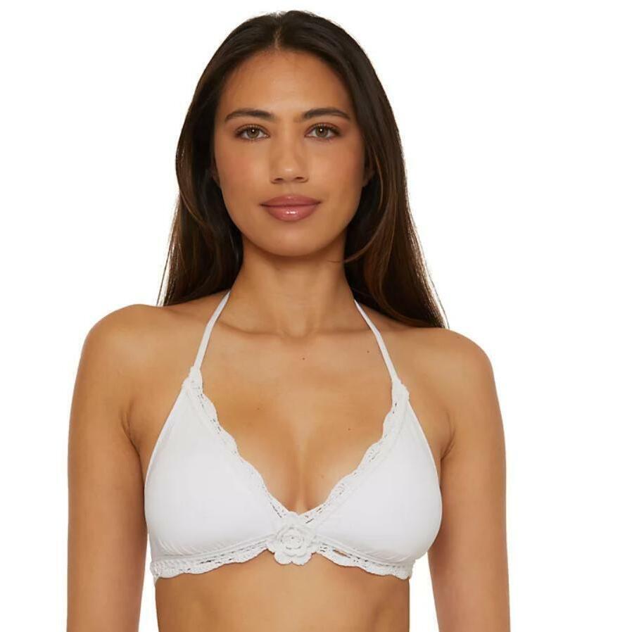Becca Women's Standard Colette Banded Bikini Top White L